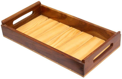 manzees Wooden Handmade Rectangle shaped Serving tray for Drinks , Snacks ( 12 by 8 ) Tray(Microwave Safe)