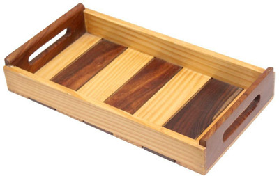 manzees Wooden Handmade Rectangle shaped Serving tray for Drinks , Snacks ( 12 by 7 ) Tray(Microwave Safe)