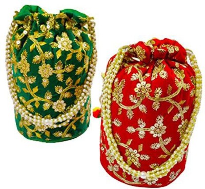 Avanti Creation Ethnic Jardosh Embroidered Velvet Potli Bag For Women Combo Of 2 Potli Bags A6 Potli