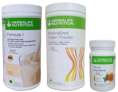 HERBALIFE F1 Vanilla + PP 400 Gm + AFRESH Tulsi FOR Weight Loss Plant-Based Protein(950 g, Vanilla)