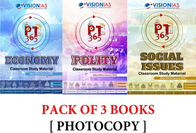 Vision Ias PT 365 Polity Economy Social Issues Classroom Study Material 2021 Pack Of 3 Books (Photocopy)(Paperback, Vision IAS)