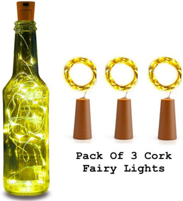 RMSSM 20 LEDs 1.98 m Yellow Steady String Rice Lights(Pack of 3)