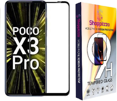Shoppitzzo Edge To Edge Tempered Glass for DuraGlass Gorilla Glass for Poco X3 Pro/Poco X3, 11D, 9H Hardness, Edge to Edge, Full Glue(Pack of 1)