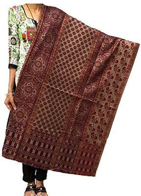 Soul Essence Wool Self Design Women Shawl(Maroon)
