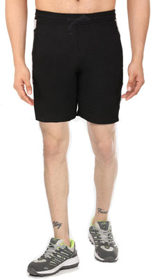 HOTFITS Graphic Print Men Black Basic Shorts