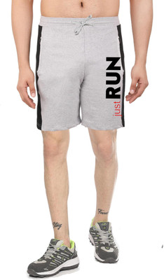 HOTFITS Graphic Print Men Grey Basic Shorts