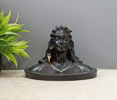 Collectible India Adiyogi Shiva Statue For Car Decorative Showpiece - 15 cm(Polyresin, Black)