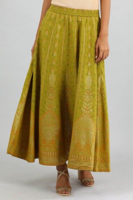 Aurelia Printed Women Flared Yellow Skirt