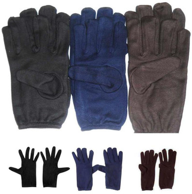 Kalaneet Cotton Hand Gloves for Men Women Summer Heat Dust Protecting (Pack of 3 Pair) Riding Gloves(Brown, Blue, Black)