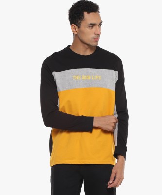 CAMPUS SUTRA Colorblock Men Round Neck Yellow T-Shirt