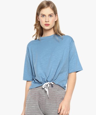 CAMPUS SUTRA Casual Half Sleeve Solid Women Blue Top
