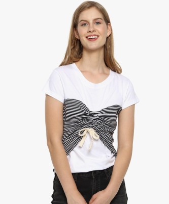 CAMPUS SUTRA Casual Half Sleeve Self Design Women White Top