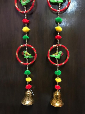 Anicca Traditional Latkan Pair of 5 Parrot Moti Door latkan Toran Multi Mix Colour for Home Décor, Bandhanwal for Home Décor 3.5 FT (42inches) Set of 2 Toran(Wool)