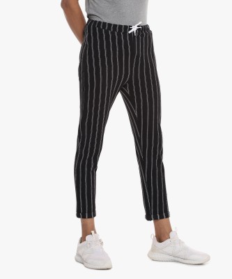 CAMPUS SUTRA Striped Men Black Track Pants