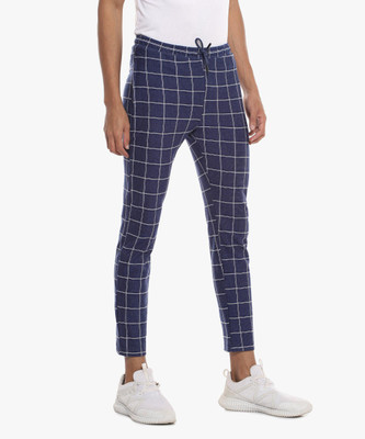 CAMPUS SUTRA Checkered Men Blue Track Pants