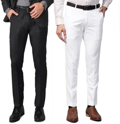 ELANHOOD Regular Fit Men Black, White Trousers