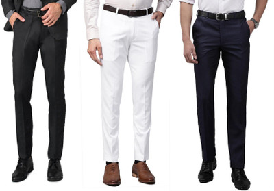 ELANHOOD Regular Fit Men Black, White, Blue Trousers
