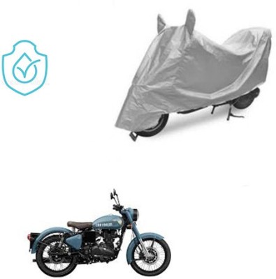 saanvi Two Wheeler Cover for Royal Enfield(Classic 350, Silver)