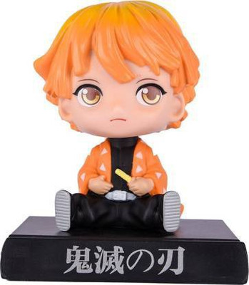 Daiyamondo ORANGE NINJA BOY Big Size Bobble Head - Action Figure Moving Head Bobblehead Spring Dancing PVC Bobble Spring Dancing Doll Toy Car Dashboard Bounce Toys for Car Interior Dashboard Expression Bobble Head for Car Dashboard and Office Desk(Orange, Black)