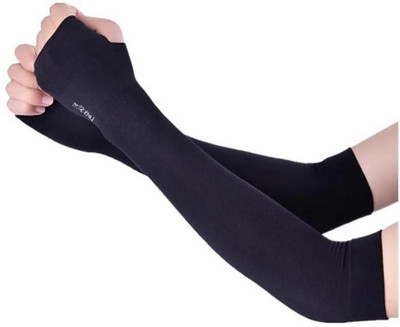 Shambhavi Cotton Arm Sleeve For Men & Women(Free, Black)
