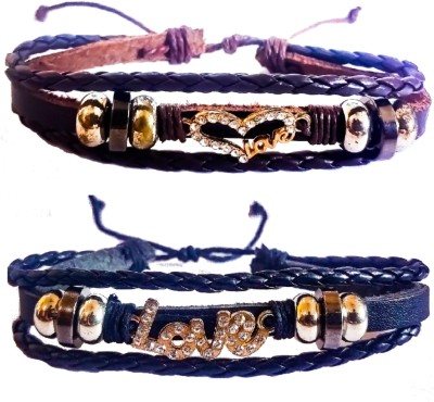 DEE GEE Stone, Alloy, Leather Gold-plated Bracelet(Pack of 2)