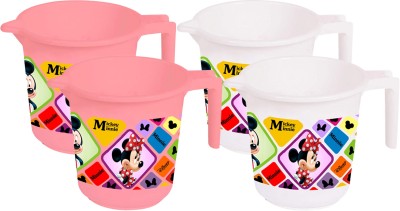 KUBER INDUSTRIES Plastic Bath Mug(Pink, White 0.5)