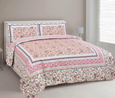 DIGITRENDZZ 300 TC Cotton Double Floral Flat Bedsheet(Pack of 1, Pink)