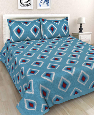 RAJDEVI JAIPUR PRINTS 228 TC Cotton Double Printed Flat Bedsheet(Pack of 1, Multicolor)