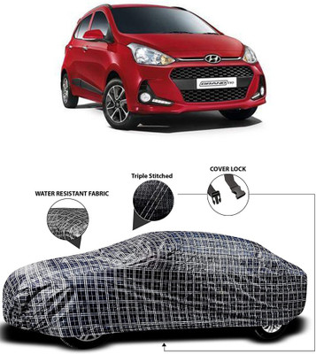 APNEK Car Cover For Hyundai Grand i10 (With Mirror Pockets)(White, Black)