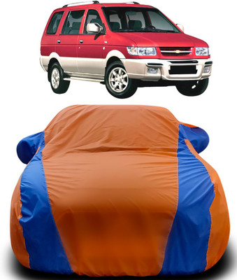 MoTRoX Car Cover For Chevrolet Tavera (With Mirror Pockets)(Orange, Blue)