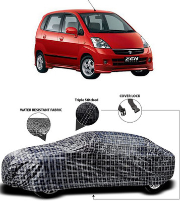 MoTRoX Car Cover For Maruti Suzuki Zen (With Mirror Pockets)(White, Black)