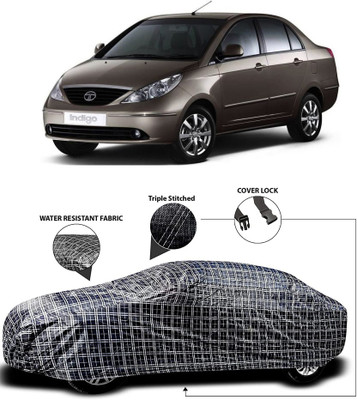 APNEK Car Cover For Tata Indigo CS (With Mirror Pockets)(White, Black)