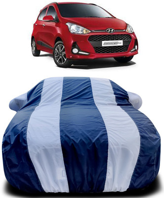 APNEK Car Cover For Hyundai Grand i10 (With Mirror Pockets)(Blue, White)