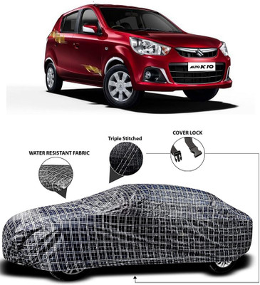 MoTRoX Car Cover For Maruti Suzuki Alto K10 (With Mirror Pockets)(White, Black)