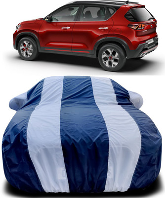 APNEK Car Cover For Kia Sonet (With Mirror Pockets)(Blue, White)