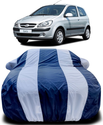 MoTRoX Car Cover For Hyundai Getz (With Mirror Pockets)(Blue, White)