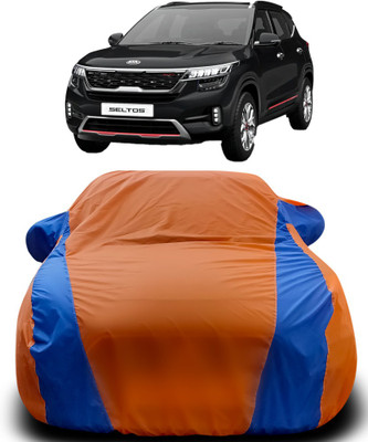 APNEK Car Cover For Kia SELTOS (With Mirror Pockets)(Orange, Blue)