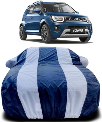 APNEK Car Cover For Maruti Suzuki Ignis (With Mirror Pockets)(Blue, White)