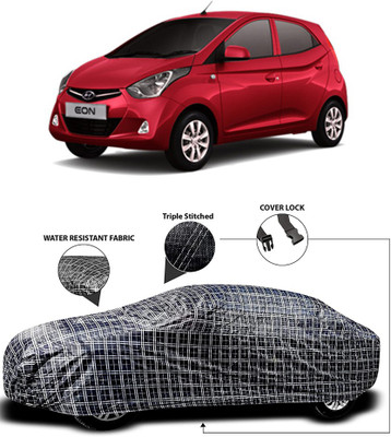 MoTRoX Car Cover For Hyundai Eon (With Mirror Pockets)(White, Black)