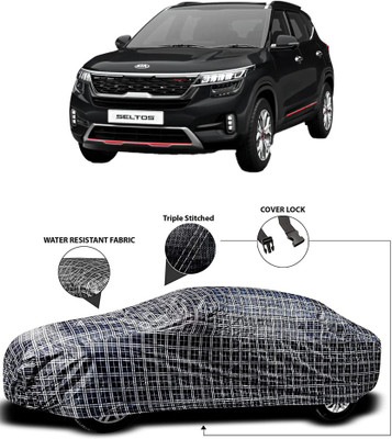 ProRox Car Cover For Kia SELTOS (With Mirror Pockets)(White, Black)