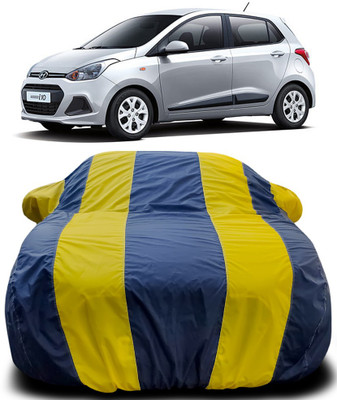 Gavya Car Cover For Hyundai i10 (With Mirror Pockets)(Blue, Yellow)