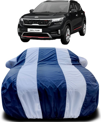 MoTRoX Car Cover For Kia SELTOS (With Mirror Pockets)(Blue, White)