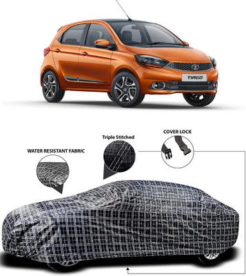 MoTRoX Car Cover For Tata Tiago (With Mirror Pockets)(White, Black)