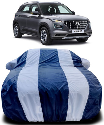 MoTRoX Car Cover For Hyundai Venue (With Mirror Pockets)(Blue, White)