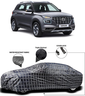 MoTRoX Car Cover For Hyundai Venue (With Mirror Pockets)(White, Black)