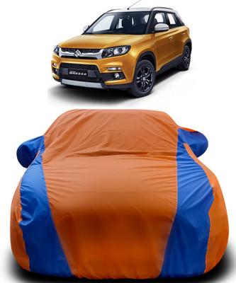 APNEK Car Cover For Maruti Suzuki Vitara Brezza (With Mirror Pockets)(Orange, Blue)