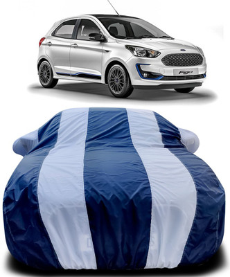 APNEK Car Cover For Ford Figo (With Mirror Pockets)(Blue, White)