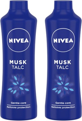 NIVEA Talcum Powder for Men & Women, Musk, For Gentle Fragrance & Reliable Protection Against Body Odour, 400 g ( Pack of 2) (2 Items in the set)
