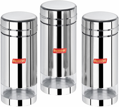 Sumeet Steel Utility Container  - 1000 ml(Pack of 3, Silver)