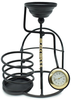 Puja N Pujari 1 Compartments Iron Pen Stand / Holder(Black, Gold)